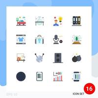 16 símbolos de sinais de cores planas universais de compras pacote editável de educação empresarial de funcionários modernos de elementos de design de vetores criativos