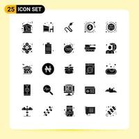 conjunto moderno de 25 glifos e símbolos sólidos, como roupas, lucro, escola, investimento, rei, elementos de design de vetores editáveis