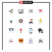 conjunto de pictogramas de 16 cores planas simples de solução de negócios de amor de coração sms esboçando pacote editável de elementos de design de vetores criativos