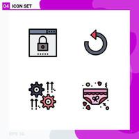 pacote de interface do usuário de 4 cores planas básicas de linha preenchida da pesquisa de configuração do mecanismo recarregar elementos de design de vetores editáveis