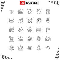 grupo de símbolos de ícone universal de 25 linhas modernas de documentos de óleo de página seo elementos de design de vetores editáveis de negócios