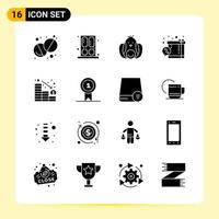 16 ícones criativos para design moderno de sites e aplicativos móveis responsivos 16 sinais de símbolos de glifos em fundo branco 16 pacotes de ícones criativos de fundo vetorial de ícones pretos vetor