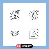 4 ícones criativos sinais e símbolos modernos de design de negócios criativos parceiros de lareira editáveis elementos de design vetorial vetor