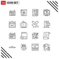 conjunto perfeito de 16 ícones de linha conjunto de ícones de contorno para webite design e interface de aplicativos móveis fundo criativo do vetor de ícones pretos
