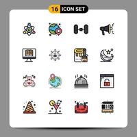 conjunto de 16 símbolos de símbolos de ícones de interface do usuário modernos para setas ontechnology van livro viral editável vetor criativo elementos de design