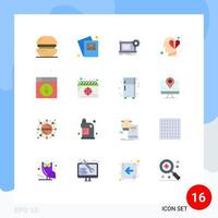 Pacote de cores planas de 16 interfaces de usuário de sinais e símbolos modernos do pacote editável de hardware de sensação de cabeça da web de elementos de design de vetores criativos