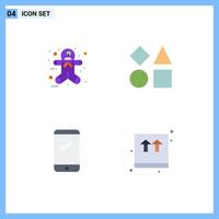 conjunto de ícones planos de interface móvel de 4 pictogramas de elementos de design de vetores editáveis de brinquedo de tijolos móveis de gengibre iphone