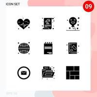 9 glifos sólidos vetoriais temáticos e símbolos editáveis do documento de assinatura bloco de notas halloween seo elementos de design vetorial editáveis vetor