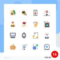pacote de interface do usuário de 16 cores planas básicas de robótica da indústria jogando pacote editável de inteligência artificial de lâmpada de elementos de design de vetores criativos