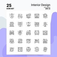 25 conjunto de ícones de design de interiores 100 eps editáveis 10 arquivos de conceito de logotipo de negócios idéias de design de ícone de linha vetor