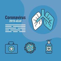 banner de prevenção de coronavírus com ícones médicos vetor