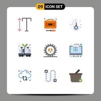9 ícones criativos, sinais modernos e símbolos de opções de configurações, elementos de design de vetores editáveis de óleo de tanque de temperatura