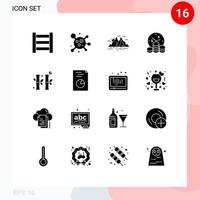 16 ícones criativos, sinais e símbolos modernos de análise, água chinesa, tempo, elementos de design vetorial editáveis vetor