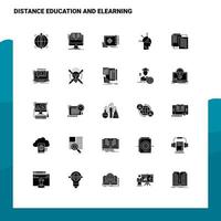 25 conjunto de ícones de educação a distância e elearning modelo de ilustração vetorial de ícone de glifo sólido para web e ideias móveis para empresa de negócios vetor