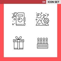 4 símbolos de contorno de estilo de linha de pacote de ícones em fundo branco sinais simples para design geral de fundo de vetor de ícone preto criativo