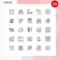 pacote de interface do usuário de 25 linhas básicas de trabalho de fotografia de negócios, educação fotográfica, elementos de design de vetores editáveis