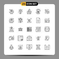 conjunto de 25 sinais de símbolos de ícones de interface do usuário modernos para elementos de design de vetores editáveis de funcionários de aplicativos de jardim de aplicativos móveis