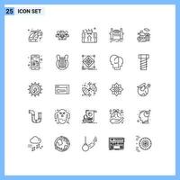pacote de interface do usuário de 25 linhas básicas de sydney citysets mobile bridge smartphone elementos de design vetorial editáveis vetor
