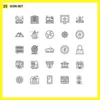 25 sinais de linha universal símbolos de elementos de design de vetores editáveis de mídia de negócios na web tv cinema