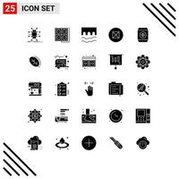 conjunto moderno de 25 glifos e símbolos sólidos, como símbolos antigos elementos de design de vetores históricos editáveis