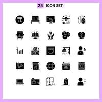 conjunto de 25 sinais de símbolos de ícones de interface do usuário modernos para elementos de design de vetores editáveis de transferência de vôo de sono de mosca de amor