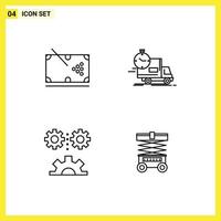 4 ícones criativos, sinais modernos e símbolos do caminhão de sinuca, stick time, engenharia, elementos de design de vetores editáveis