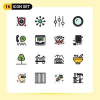 conjunto de 16 sinais de símbolos de ícones de interface do usuário modernos para ajuste de centro de contato chamar elementos de design de vetores criativos editáveis domésticos