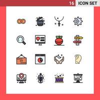 conjunto de 16 sinais de símbolos de ícones de interface do usuário modernos para colar de pote de roda giratória halloween elementos de design de vetores criativos editáveis