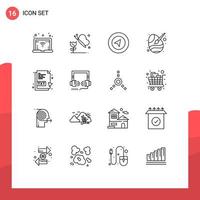 pacote de interface do usuário de 16 contornos básicos de documento de fone de ouvido pincel arquivo txt pintura elementos de design de vetores editáveis