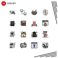 conjunto de 16 ícones de interface do usuário modernos, símbolos, sinais para coração, mãos, sincronização, cuidado, elementos de design de vetores criativos editáveis na Irlanda