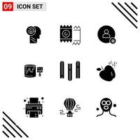 conjunto perfeito de 9 ícones sólidos de glifos para design de webite e interface de aplicativos móveis fundo criativo do vetor de ícones pretos