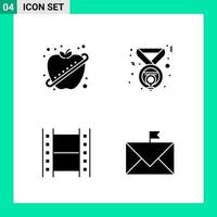 pacote de 4 símbolos de glifos de conjunto de ícones de estilo sólido para impressão de sinais criativos isolados no fundo branco 4 ícones de conjunto de ícones pretos criativos de fundo vetorial vetor
