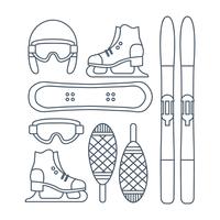 Conjunto de ícones de esportes de inverno vetor
