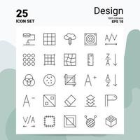 25 conjunto de ícones de design 100 eps editáveis 10 arquivos de conceito de logotipo de negócios idéias de design de ícone de linha vetor