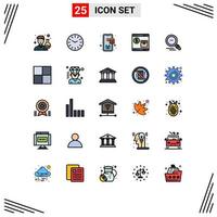 conjunto de 25 sinais de símbolos de ícones de interface do usuário modernos para encontrar elementos de design de vetores editáveis do pacote de compras de pedidos na web
