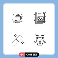 pacote de interface do usuário com 4 cores planas básicas de linha preenchida da ferramenta de xícara, imagem do local do chá, elementos de design de vetores editáveis do ártico