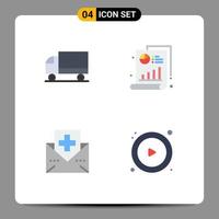 4 pacote de ícones planos de interface de usuário de sinais e símbolos modernos de elementos de design de vetores editáveis de barra de transporte de doença de carro