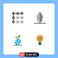 pacote de interface do usuário de 4 ícones planos básicos de bloqueio salvar elementos de design de vetores editáveis de lâmpada de terra esportiva