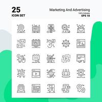 25 conjunto de ícones de marketing e publicidade 100 eps editáveis 10 arquivos de conceito de logotipo de negócios ideias de design de ícone de linha vetor