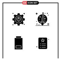conjunto de 4 ícones de estilo sólido para símbolos de glifo da web e móveis para impressão de sinais de ícone sólido isolados no fundo branco 4 conjunto de ícones criativos ícone preto fundo vetorial vetor