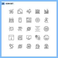 conjunto moderno de pictograma de 25 linhas de elementos de design de vetores editáveis de mensagem de banco de fotos comerciais de orçamento