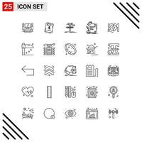 conjunto de 25 sinais de símbolos de ícones de interface do usuário modernos para certificado de educação de design de prêmio de consumo elementos de design de vetor editável