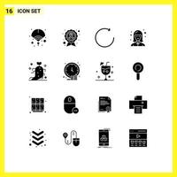 16 ícones criativos sinais e símbolos modernos de ginseng mulher doença estudante elementos de design de vetores editáveis