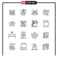 conjunto de 16 ícones de estilo de linha para símbolos de contorno da web e móveis para sinais de ícone de linha de impressão isolados no fundo branco conjunto de 16 ícones criativos de fundo vetorial de ícone preto vetor
