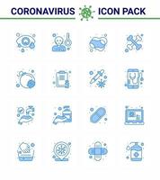 conjunto de ícones de prevenção de coronavírus 25 ataque de vírus azul limpeza de ossos do esqueleto vírus viral doença 2019nov vetor elementos de design