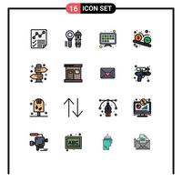 conjunto de 16 sinais de símbolos de ícones de interface do usuário modernos para ferramenta de programação de relógio dólar tela de tv editável elementos de design de vetor criativo