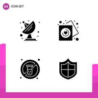 pacote de conjunto de ícones de glifo de 4 ícones sólidos isolados em fundo branco para impressão de design de site responsivo e aplicativos móveis fundo de vetor de ícone preto criativo