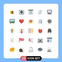 pacote de interface do usuário de 25 cores planas básicas do computador do dispositivo navegue no site de prescrição elementos de design vetorial editáveis vetor