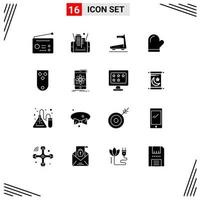 pacote de ícones vetoriais de estoque de 16 sinais e símbolos de linha para diamantes máquina de cozinha luvas luva elementos de design de vetores editáveis