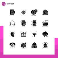 16 conceito de glifo sólido para sites móveis e aplicativos segurança serviços bancários de dados na internet elementos de design vetorial editáveis vetor